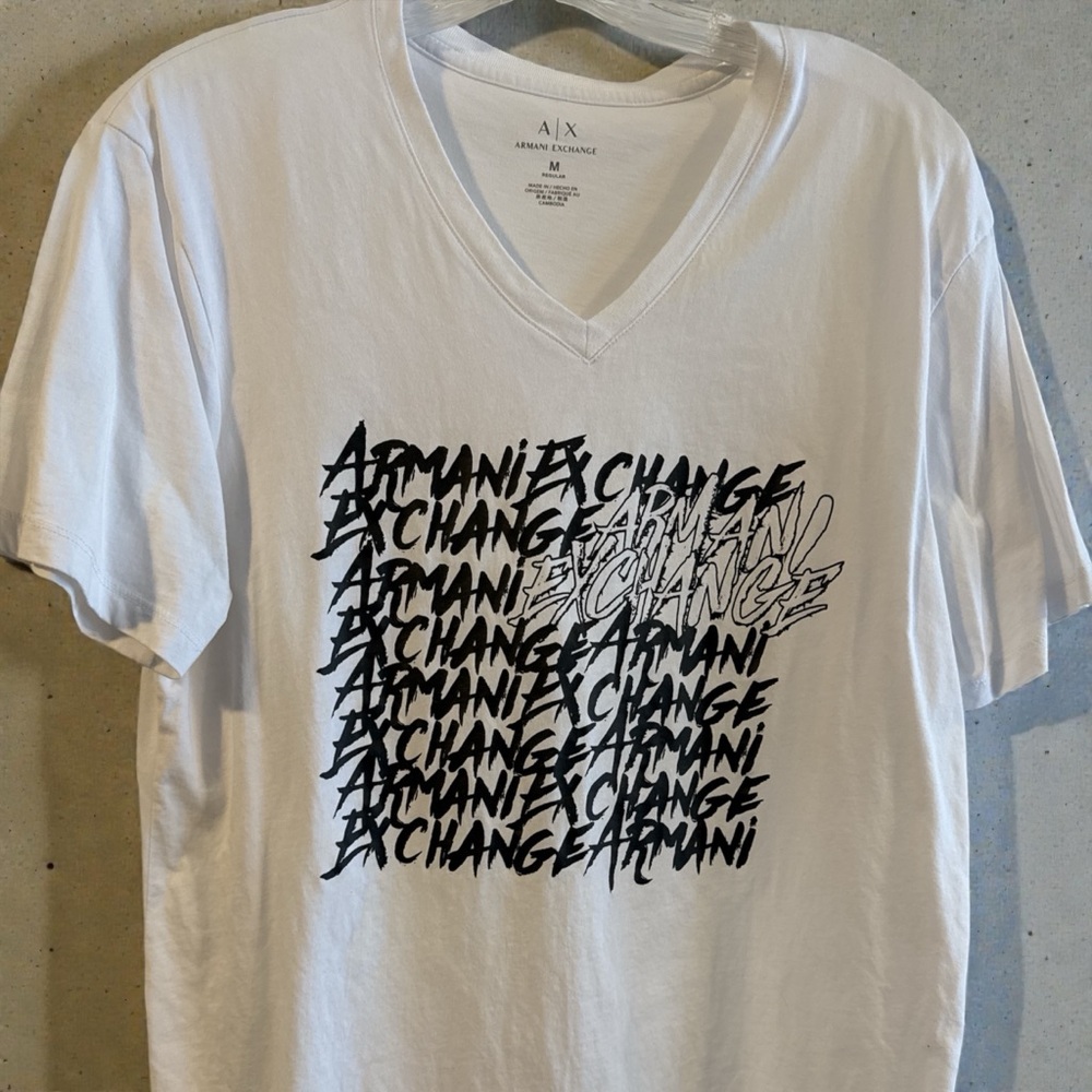 Armani Exchange White Tee with Bold Logo